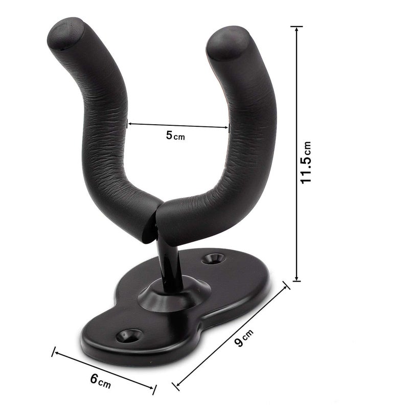 LALAOKS Guitar Hanger Wall Mount 2 Pack Hook Metal Holder Black for Acoustic Electric Bass Guitars Ukulele and More Instruments - Image 5